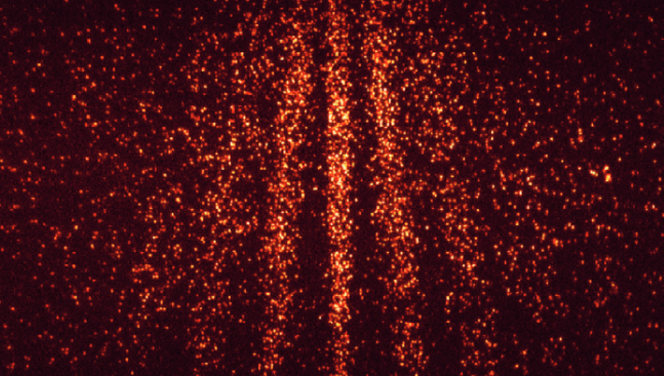 Das Interferenzbild von Phthalocyanine Molekülen. Quelle: (Juffmann et al. - Real-time single-molecule imaging of quantum interference, 2012)